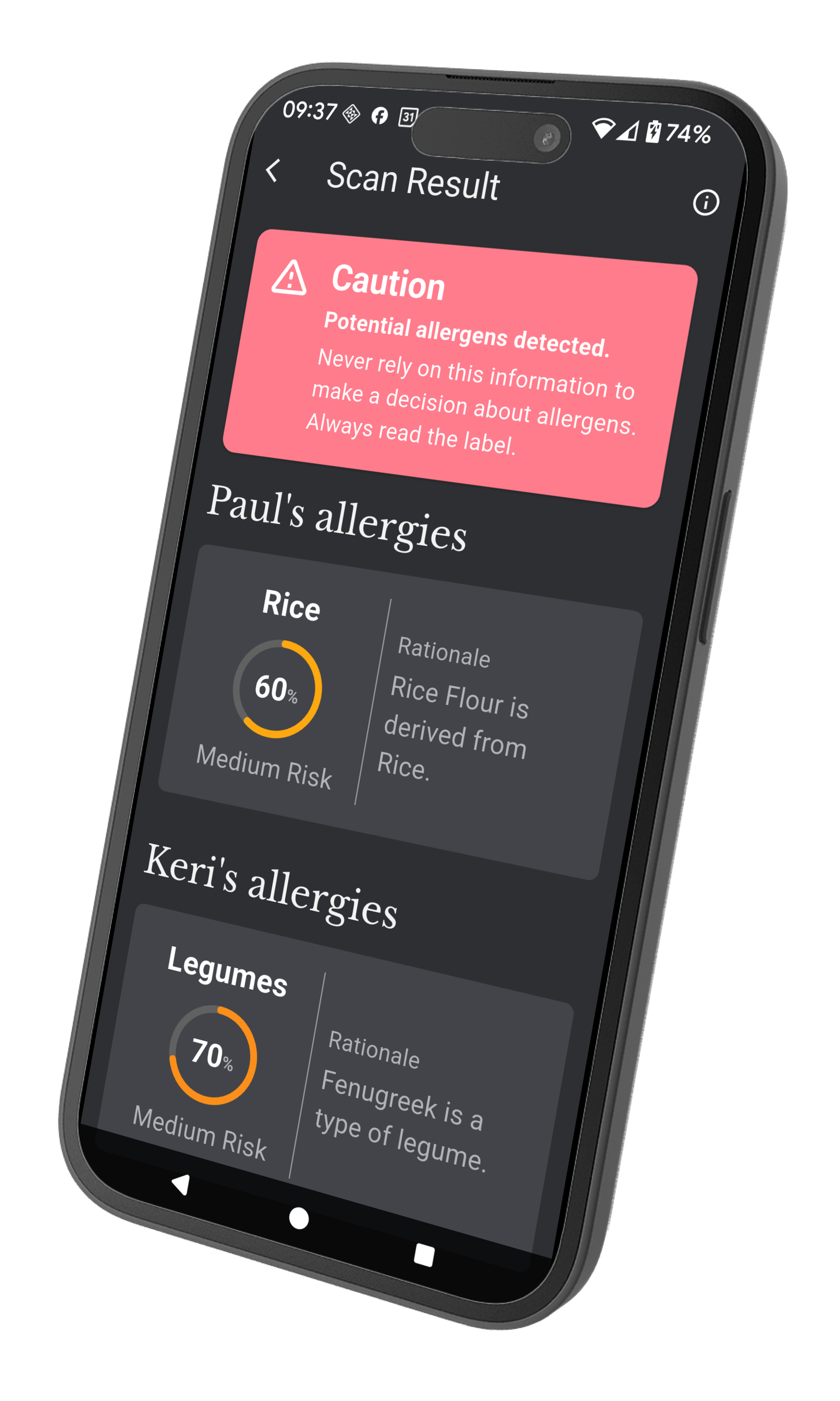 AllergIQ app screenshot